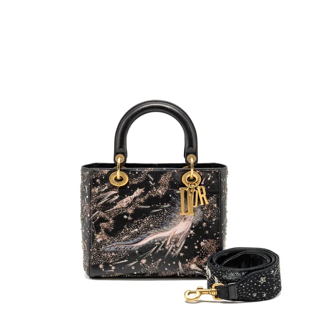 Medium Lady Dior I Feel Blue Limited Edition Embellished Lambskin Multicolour GHW in Blue Lambskin from EMIER