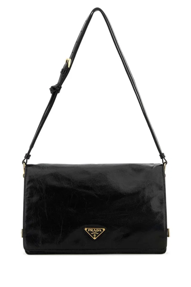 Prada Pattina Shoulder Bag — Black Vitello in Black Leather from HEWI