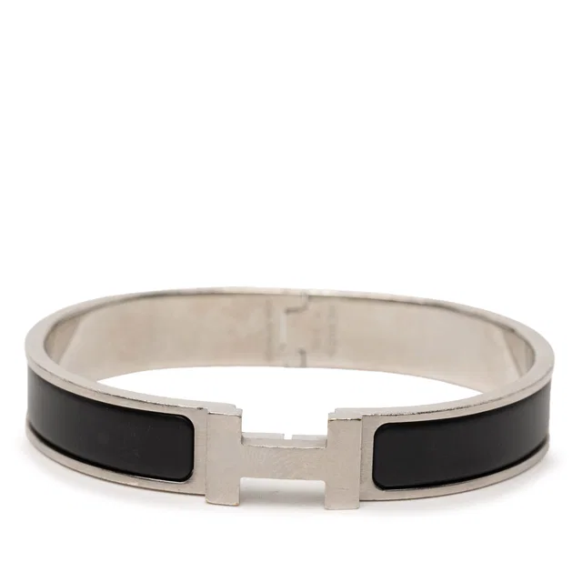 Black Hermès Narrow Enamel Clic H Bracelet PM in Black from Designer Revival