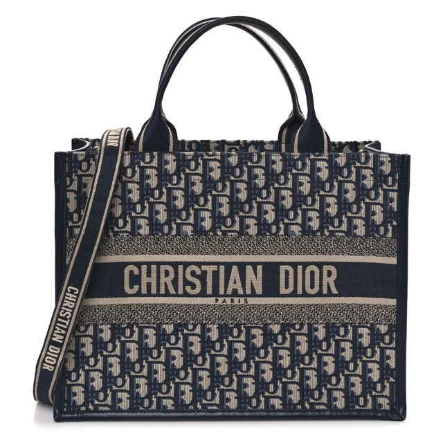 Dior Medium Book Tote Oblique Calfskin Leather Bag - Navy in Navy Calfskin from H&T