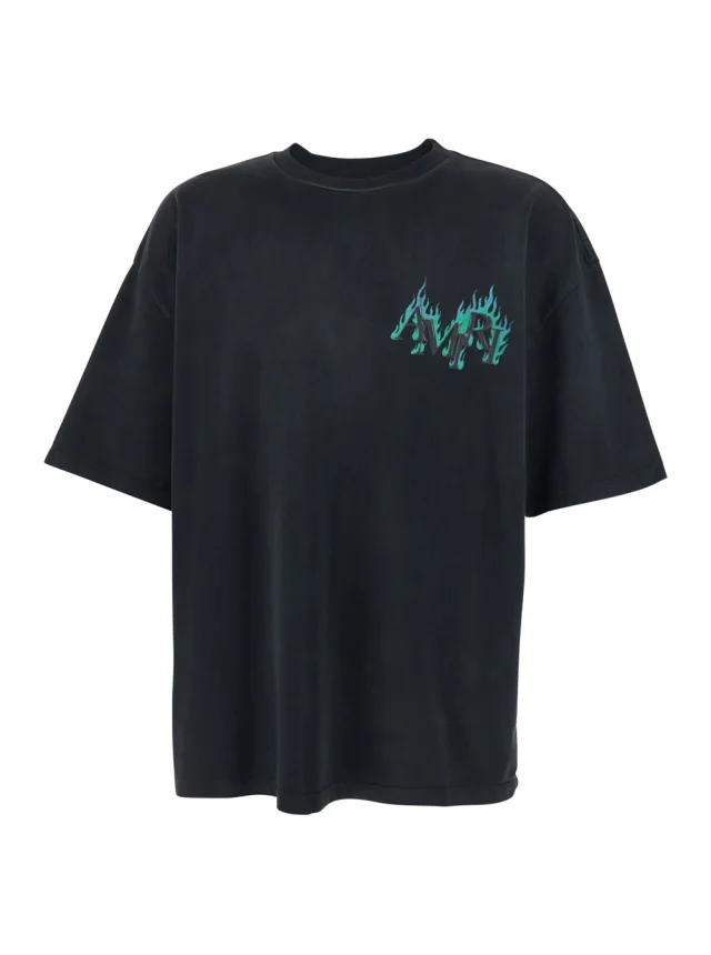 Amiri Black T-Shirt with Logo Lettering Print on Front and Back in Men's Cotton in Black 100% Cotton from Gaudenzi Boutique, photo 1 of 1