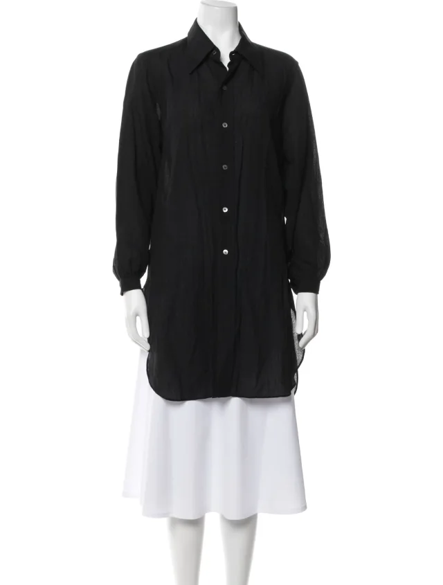 Maison Margiela 2021 Long Sleeve Button-Up Top in black from The RealReal