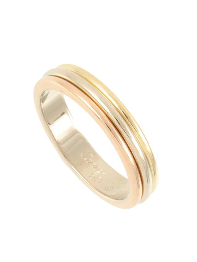 Cartier 18K Vendome Ring #50 Yellow Gold/Pink Gold/White Gold in White from VINTAGE QOO TOKYO