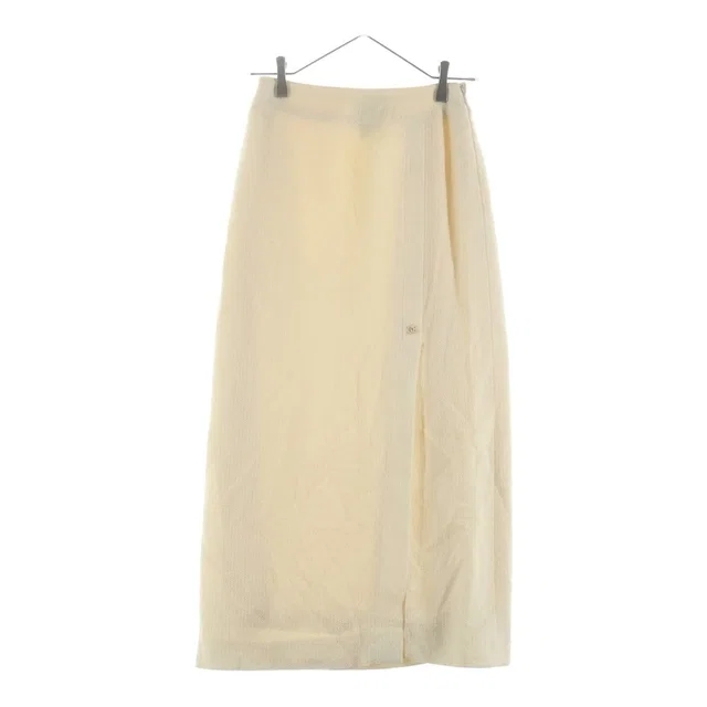 Chanel CC Logo Long Skirt Ivory 36 in White from The Reluxe