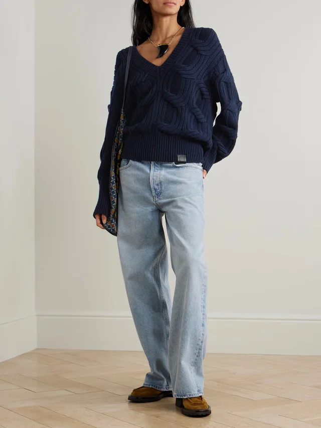 STELLA MCCARTNEY Falabella cable-knit wool sweater in Blue, photo 2 of 2 from NET-A-PORTER (Canada)