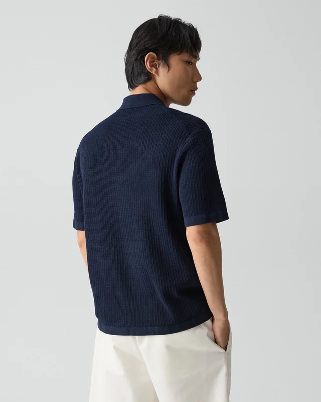 Theory Mesh Button-Up Shirt in Cotton in BALTIC 100% Cotton; Exclusive Of Elastic, photo 3 of 12 from Theory