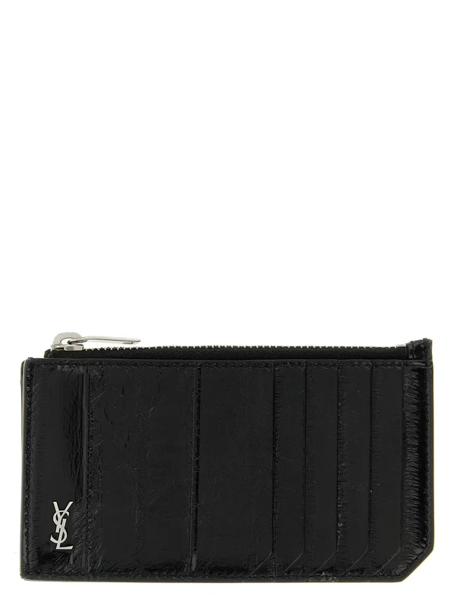 Saint Laurent Tiny Cassandre Card Case — Black Eel Leather Cases in Black Leather from HEWI