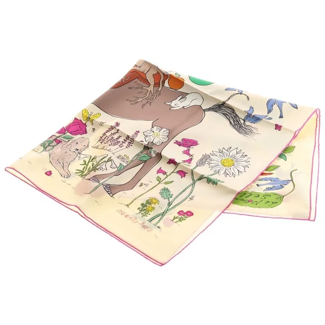 Hermès Carre 90 le Pommier Sellier Scarf Silk White Pink in White Silk from The Reluxe