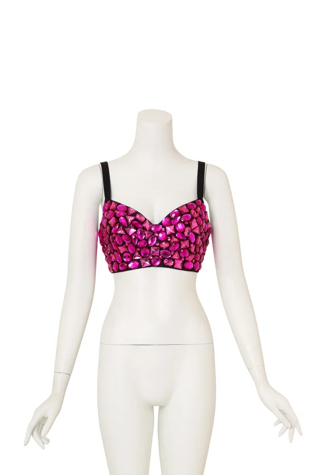 Dolce & Gabbana 2018 F/W Crystal Bustier Bra Top in Nylon from Recess LA