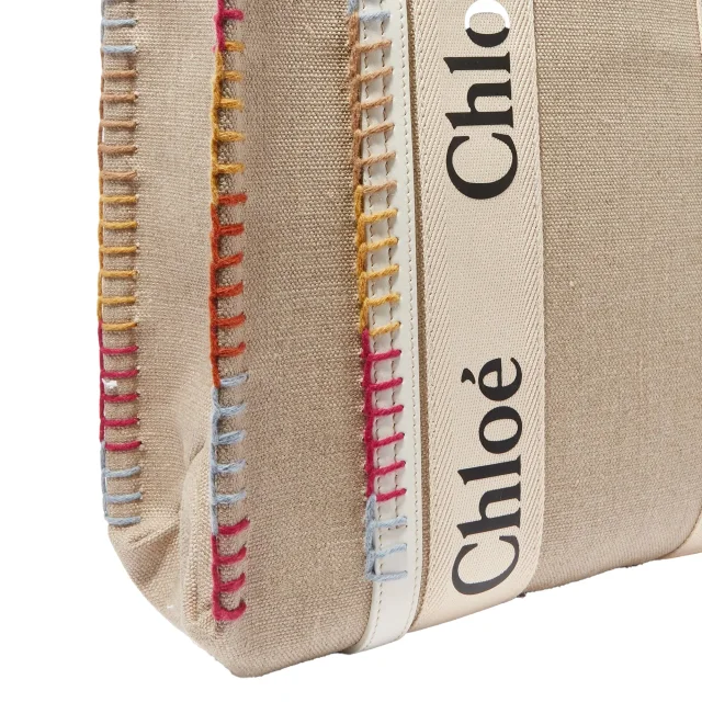 Chloé Woody Medium Tote Bag in beige, photo 4 of 5 from ShopSimon