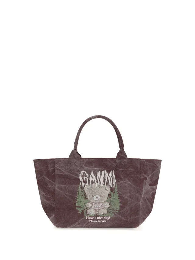 GANNI Tote Bag — Brown Cotton in Brown from HEWI