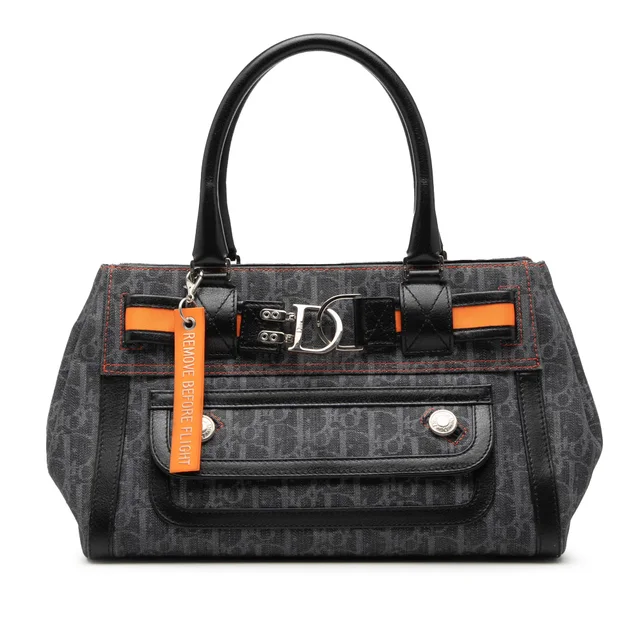Blue Dior Diorissimo Trotter Denim Flight Handle Bag in Blue Denim from Designer Revival