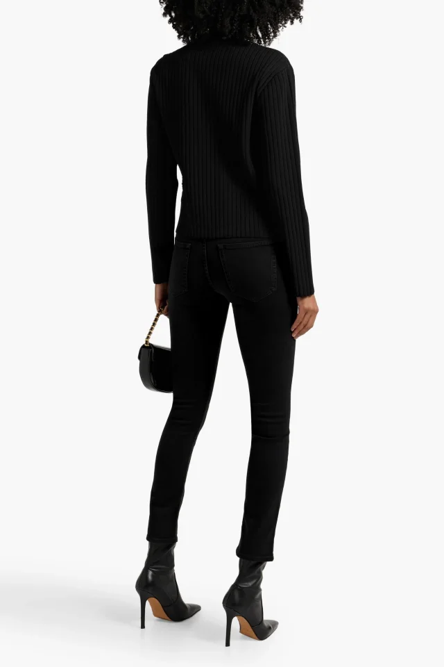 Valentino Garavani Lace-Trimmed Ribbed-Knit Sweater in Black, photo 3 of 4 from THE OUTNET