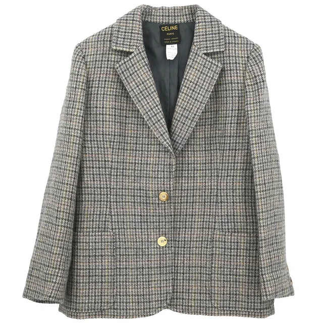 Celine Single Breasted Jacket Gray #44 in Grey Wool from AMORE Vintage Tokyo