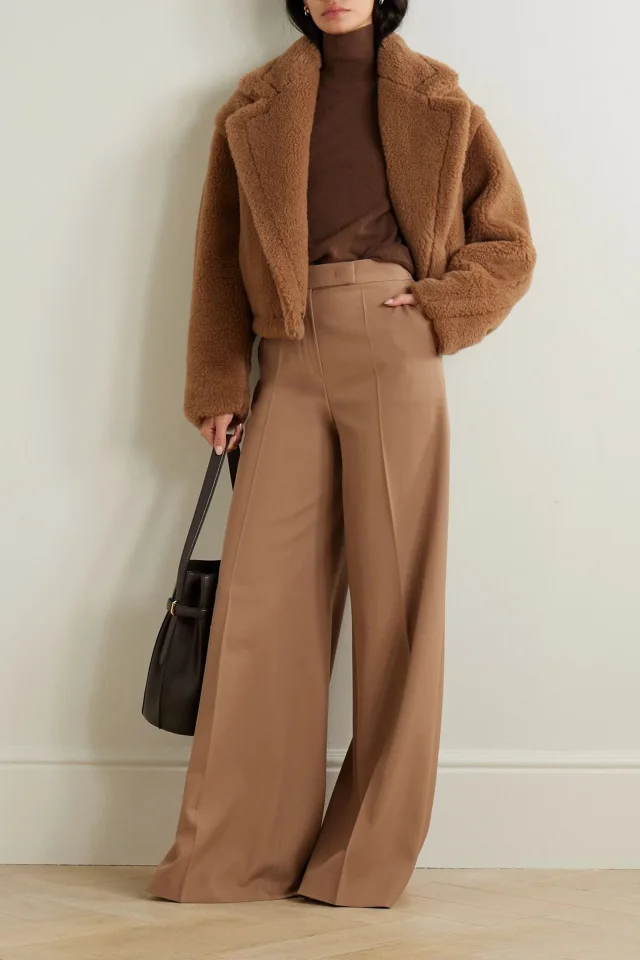 Max Mara Ninfa Wool-Twill Wide-Leg Pants in Camel, photo 8 of 8 from THE OUTNET