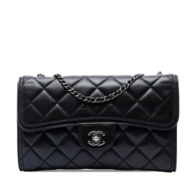 Black Chanel Small Quilted Lambskin Citizen Zip Flap Crossbody Bag in Black Lambskin from Designer Revival