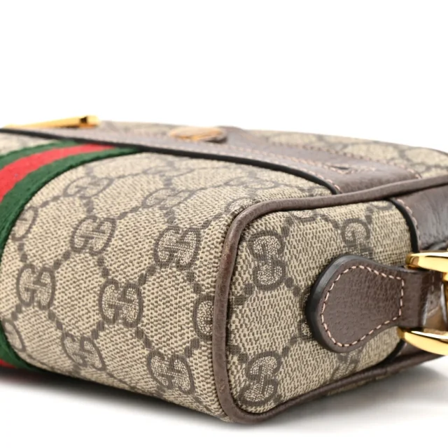 Gucci GG Supreme Monogram Web Mini Ophidia Shoulder Bag Brown in Brown Coated canvas from FASHIONPHILE, photo 9 of 11
