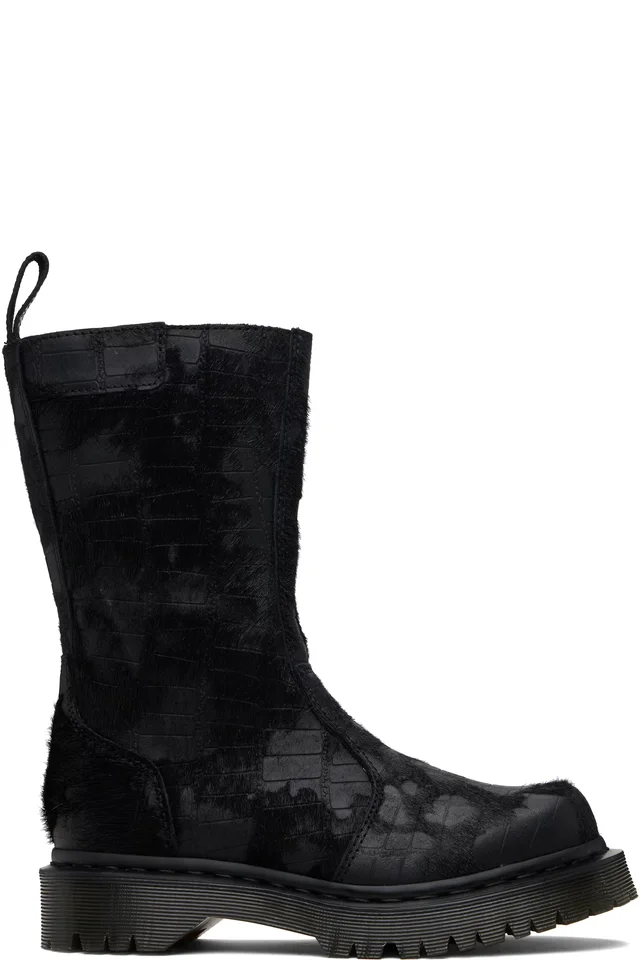 Dr. Martens Black Croc Rejena Boots, image 1 of 1 from SSENSE