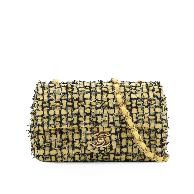 Chanel Matelasse Chain Shoulder Bag Multicolor Tweed Gold Hardware in Multicolor Tweed from Luxury Promise
