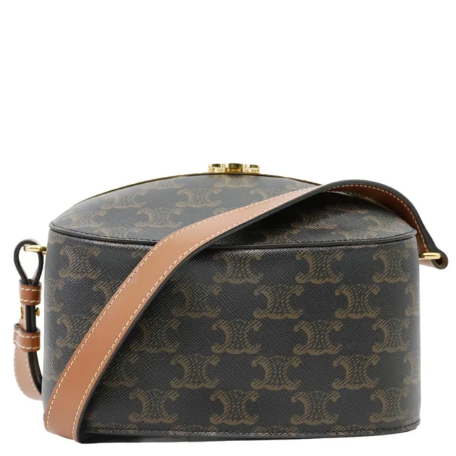 Celine Lunch Box Triomphe Canvas Shoulder Bag Brown in Brown Canvas from Dallas Designer Handbags