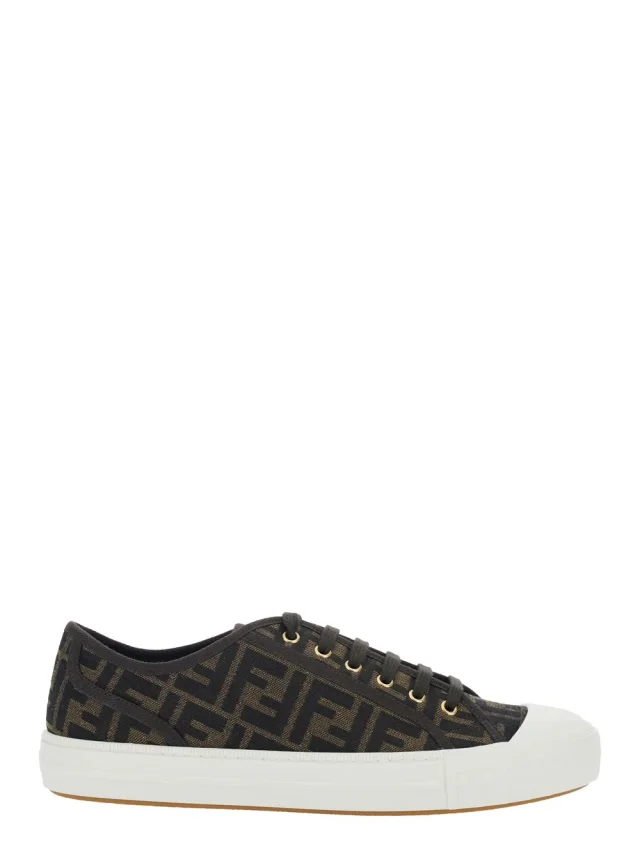 Brown Sneaker with All-Over FF Motif in Fabric Man in Brown, image 1 of 1 from Gaudenzi Boutique