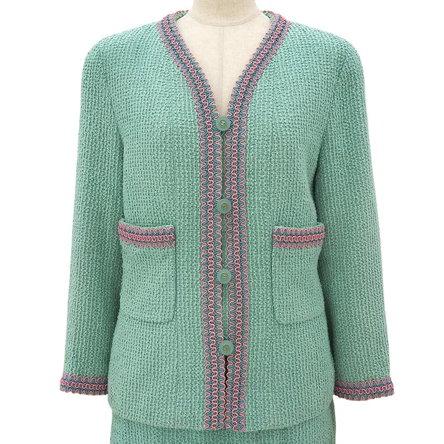 Chanel 1994 Tweed Set-up Mint Green/Pink in Green Tweed from VINTAGE QOO TOKYO, photo 2 of 2