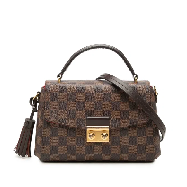 Brown Louis Vuitton Damier Ebene Croisette Satchel in Brown Canvas from Designer Revival