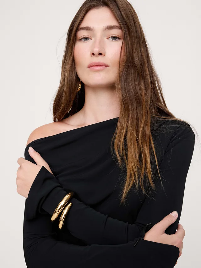 Banana Republic Matte Jersey Open Back Maxi Dress in Black, photo 3 of 4 from Banana Republic (US)
