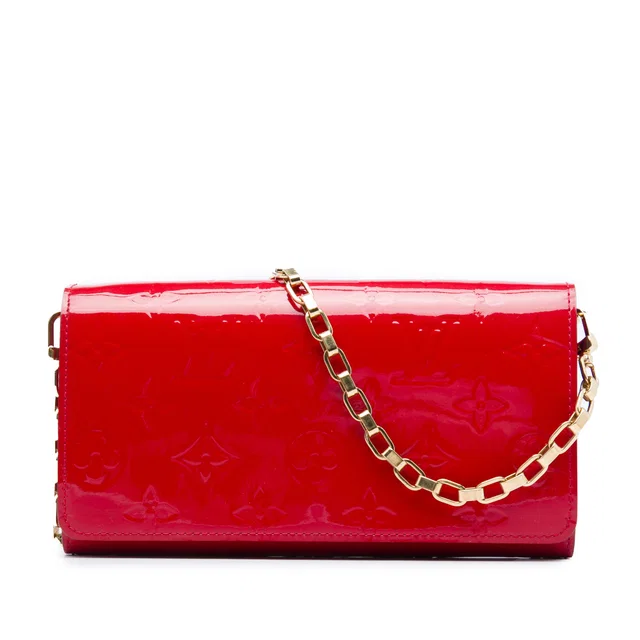 Red Louis Vuitton Monogram Vernis Chain Wallet Shoulder Bag in Red Leather from Designer Revival
