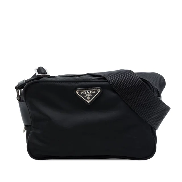 Black Prada Tessuto Camera Bag in Black Canvas from Designer Revival