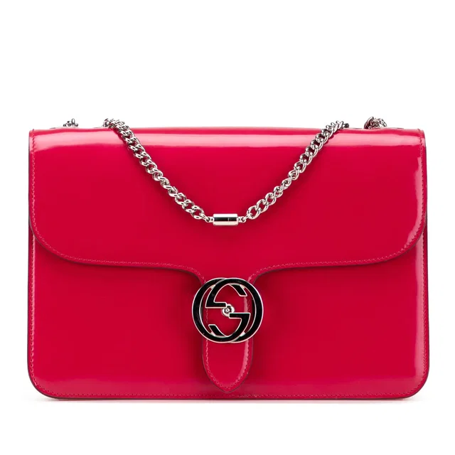 Red Gucci Medium Patent Dollar Interlocking G Crossbody in Red Patent leather from Designer Revival