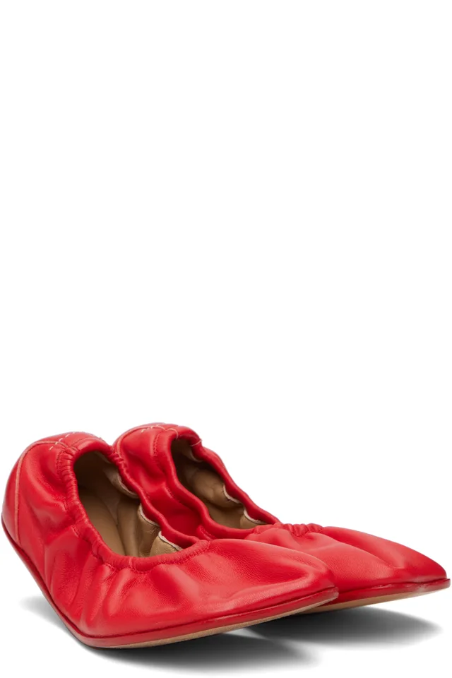 MM6 Maison Margiela Red Anatomic Travel Ballerina Flats, photo 4 of 5 from SSENSE