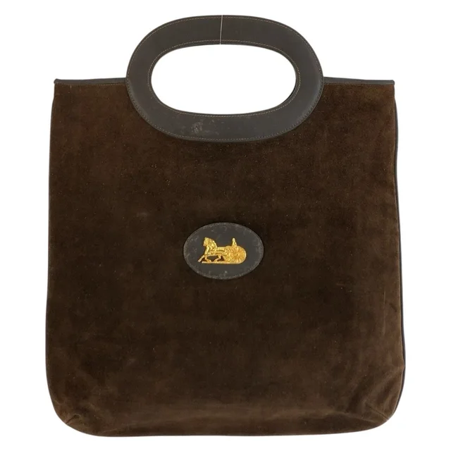 Celine Vintage Carriage Brown Gold Suede Tote Bag in Brown Suede from The Reluxe