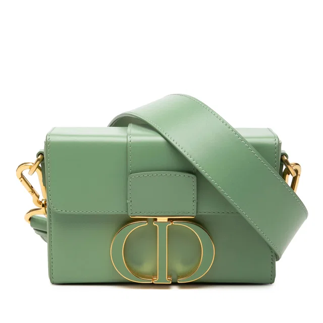 Green Dior Micro Smooth Calfskin 30 Montaigne Flap Crossbody Bag in Green Calfskin from Designer Revival