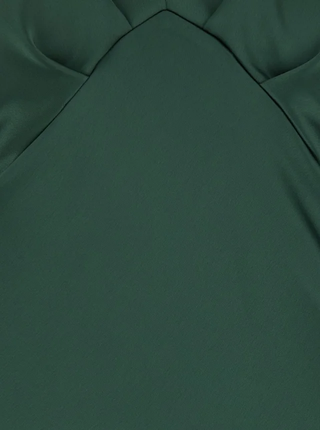 LEPLAIN Green Long Dress with V-Neck and Ruffles on the Front in Tech Fabric Women in Green 100% Polyester, photo 5 of 6 from Gaudenzi Boutique