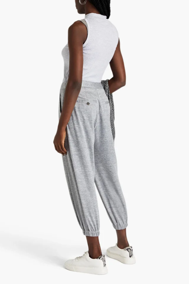Brunello Cucinelli Bead-Embellished Ribbed Cotton-Jersey Tank in Grey, photo 3 of 4 from THE OUTNET