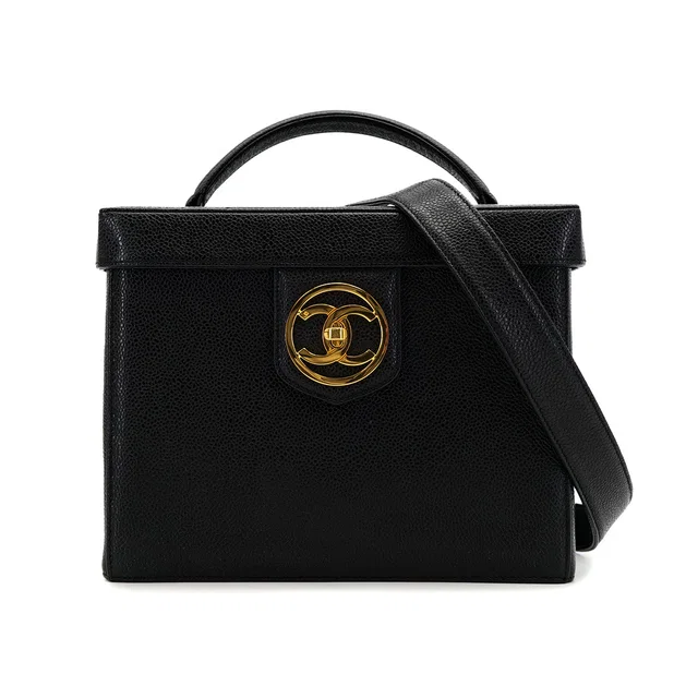 Chanel Vintage Vanity Cocomark Hand Shoulder Bag Black Caviar Skin in Black Caviar leather from Luxury Promise