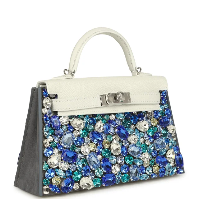 Bag Bestie x LeBag Paris Blue Ocean Treasure Swarovski Crystal Cover in Blue Suede from Madison Avenue Couture, photo 2 of 2