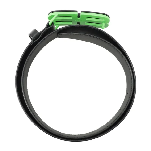 Balenciaga BB Buckle Belt Size 80 Black/Green674171 Leather in Black Leather from GALLERY RARE, photo 3 of 11