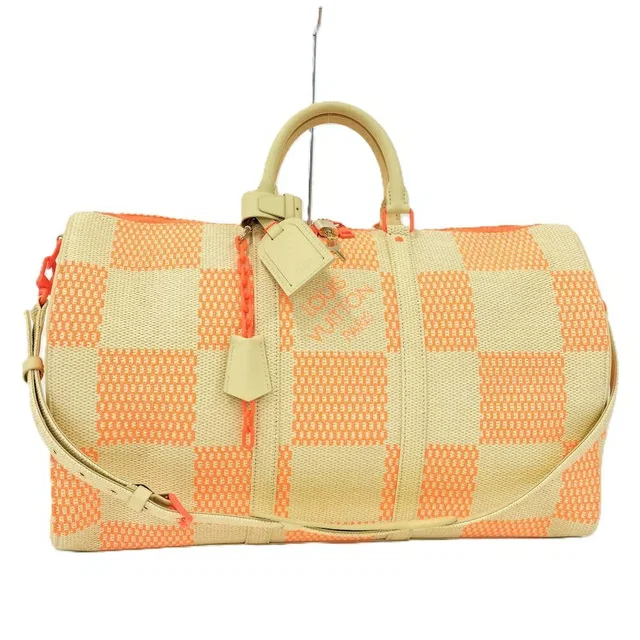 Louis Vuitton Keepall Bandouliere 50 Boston Bag Collection Damier Giant Raffia in Raffia from The Reluxe