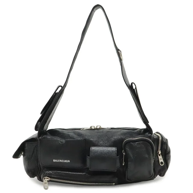 Balenciaga Super Business XS Shoulder Bag Leather Black in Black Leather from The Reluxe