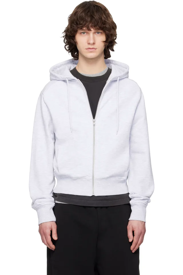 Gray Slim Zip Up Hoodie