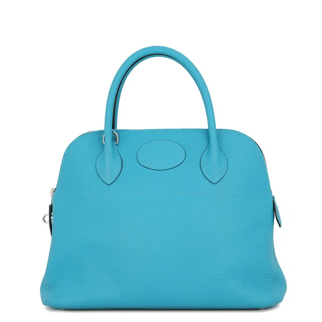 Hermès Bolide Turquoise Taurillon Clemence Size 31 in Blue Clemence leather from GALLERY RARE