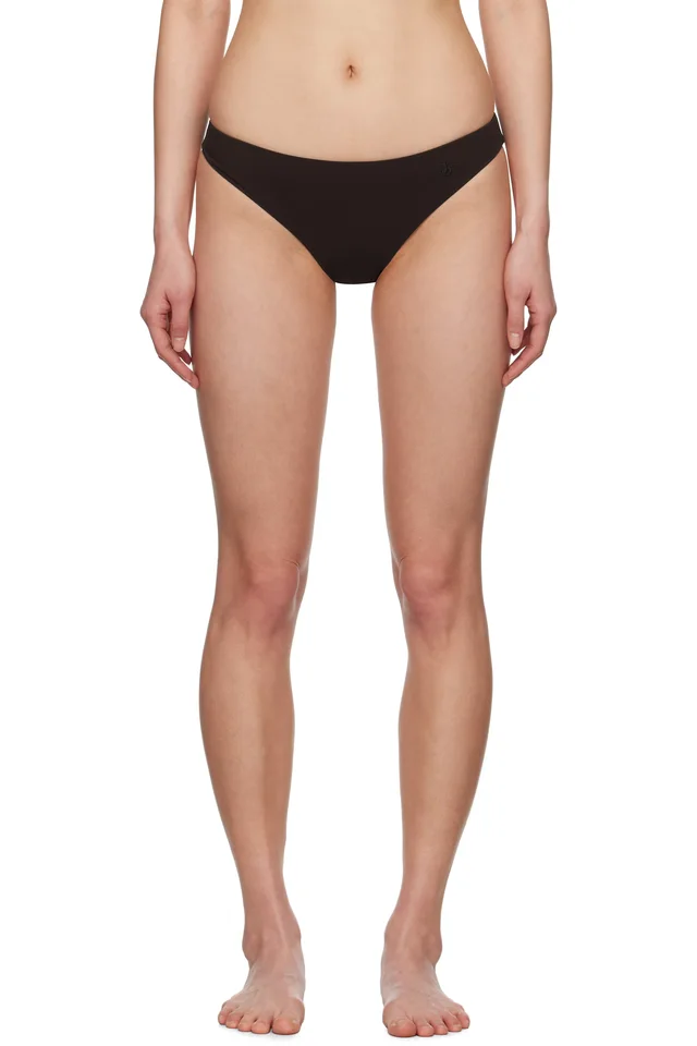 Jil Sander Brown Embroidered Logo Bikini Bottom from SSENSE, photo 1 of 1