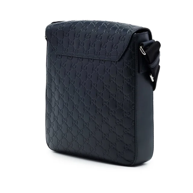 Blue Gucci Guccissima Flap Messenger Bag in Blue Leather from Designer Revival, photo 2 of 2