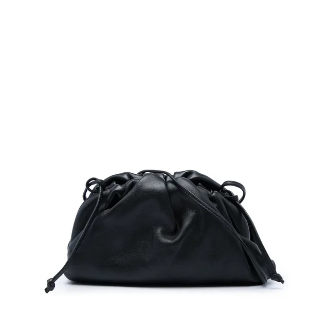 Black Bottega Veneta Lambskin The Mini Pouch Crossbody in Black Lambskin from Designer Revival