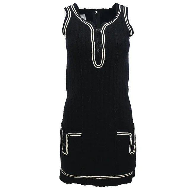 Chanel 2007 Sleeveless Dress Black #34 in Black Wool from AMORE Vintage Tokyo