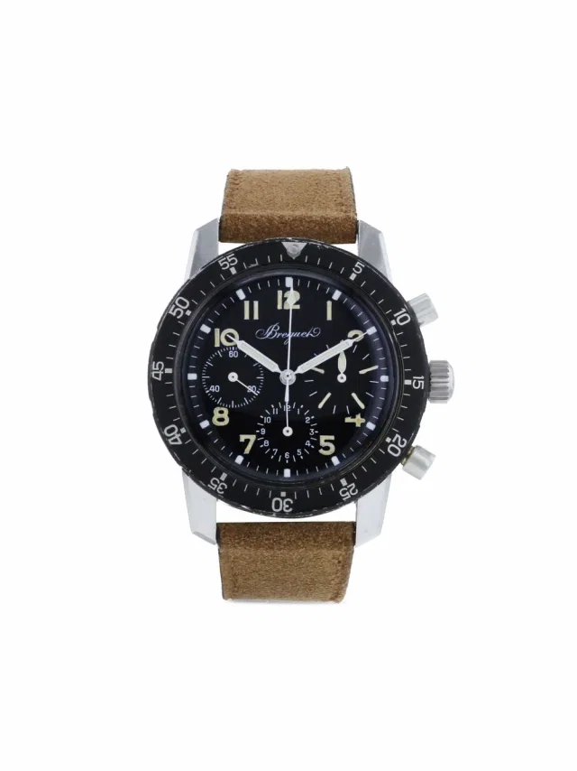 Breguet 1970 pre-owned Type XX 40mm - men - Acrylic/stainless steel/Leather - One Size - Black in black Leather from Farfetch