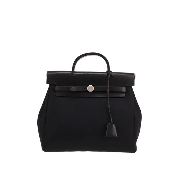 Hermès Herbag rucksack – Backpack in black canvas and black leather in Black Canvas from Collector Square, photo 2 of 3