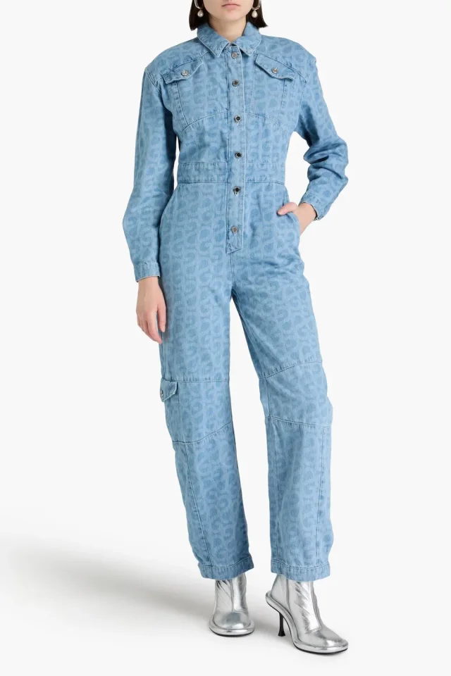 Stine Goya Louisiana Logo-Print Organic Cotton Denim Jumpsuit, photo 6 of 8 from THE OUTNET